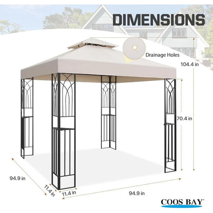 8x8 Outdoor Patio Gazebo with Corner Shelves