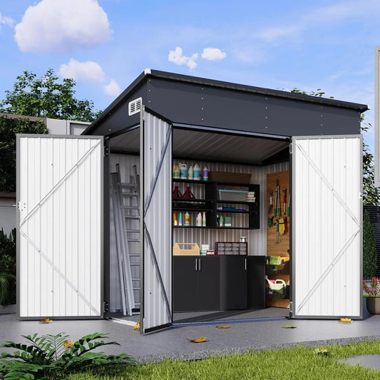 195 cu.ft Shed 7.3x5.3 Ft Premium Galvanized Steel Storage Sheds
