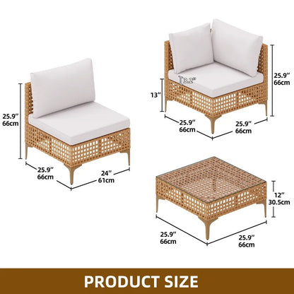 7 Pcs PE Wicker Patio Conversation Set for Backyard Deck Poolside Porch Outdoor