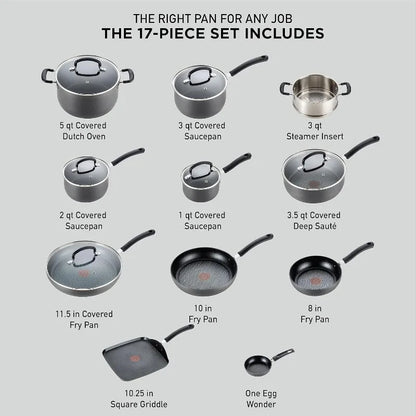17 Piece Ultimate Hard Anodized Nonstick Cookware Set