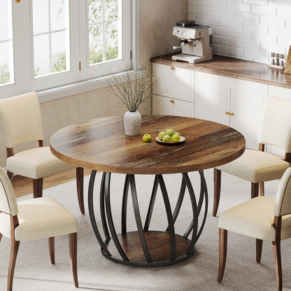 46-Inch Wood Kitchen Table with Sturdy Metal Base