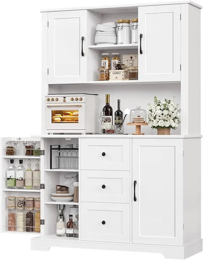 68" Kitchen Pantry Storage Cabinet with Microwave Stand
