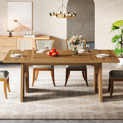 71" Large Dining Table Rectangular Dining Table with Solid Wood Legs