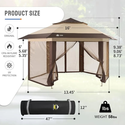 16x16 Pop up Gazebo with Mosquito Nettings