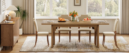 71" Large Dining Table Rectangular Dining Table with Solid Wood Legs