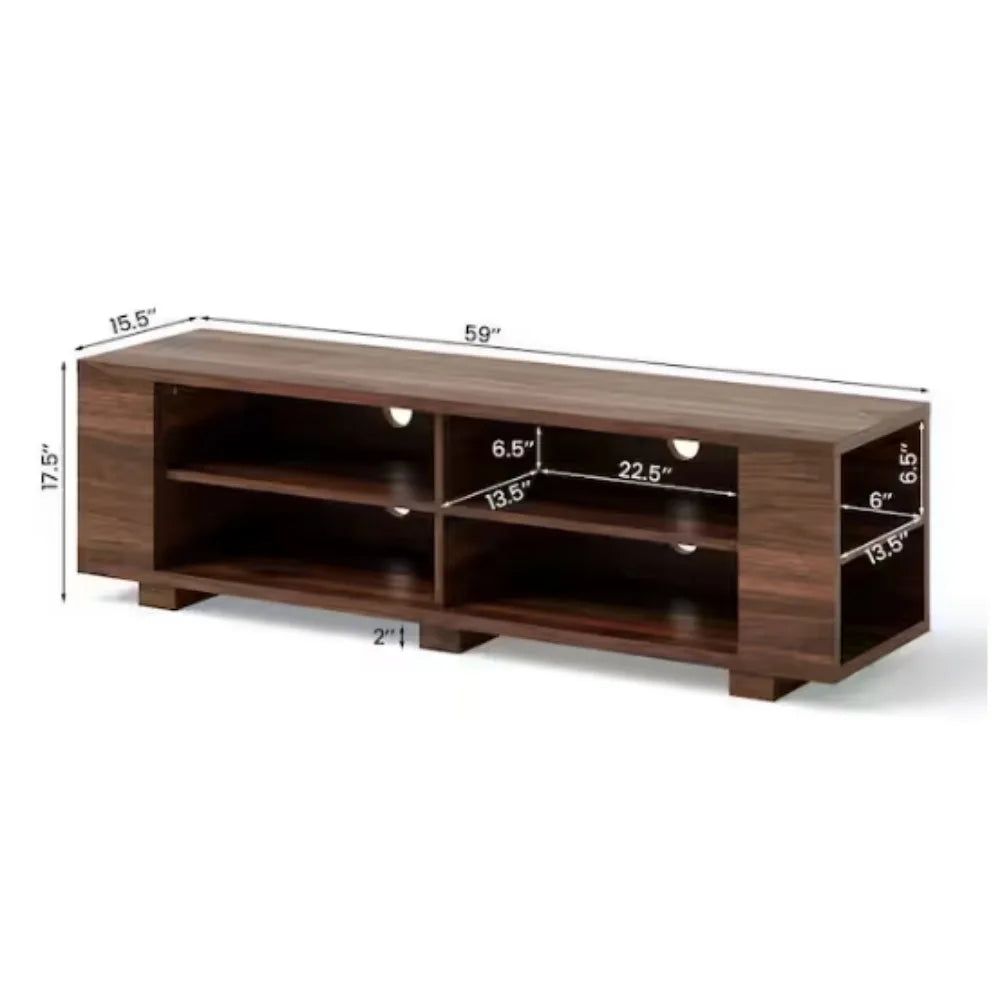59 in. Wood TV Stand Console Storage Entertainment Media Center