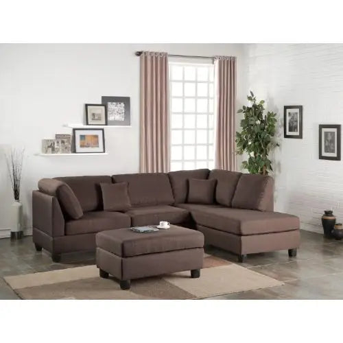Reversible chocolate colored living room furniture