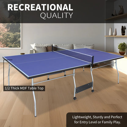 8ft Mid-Size Foldable & Portable Ping Pong Table Set