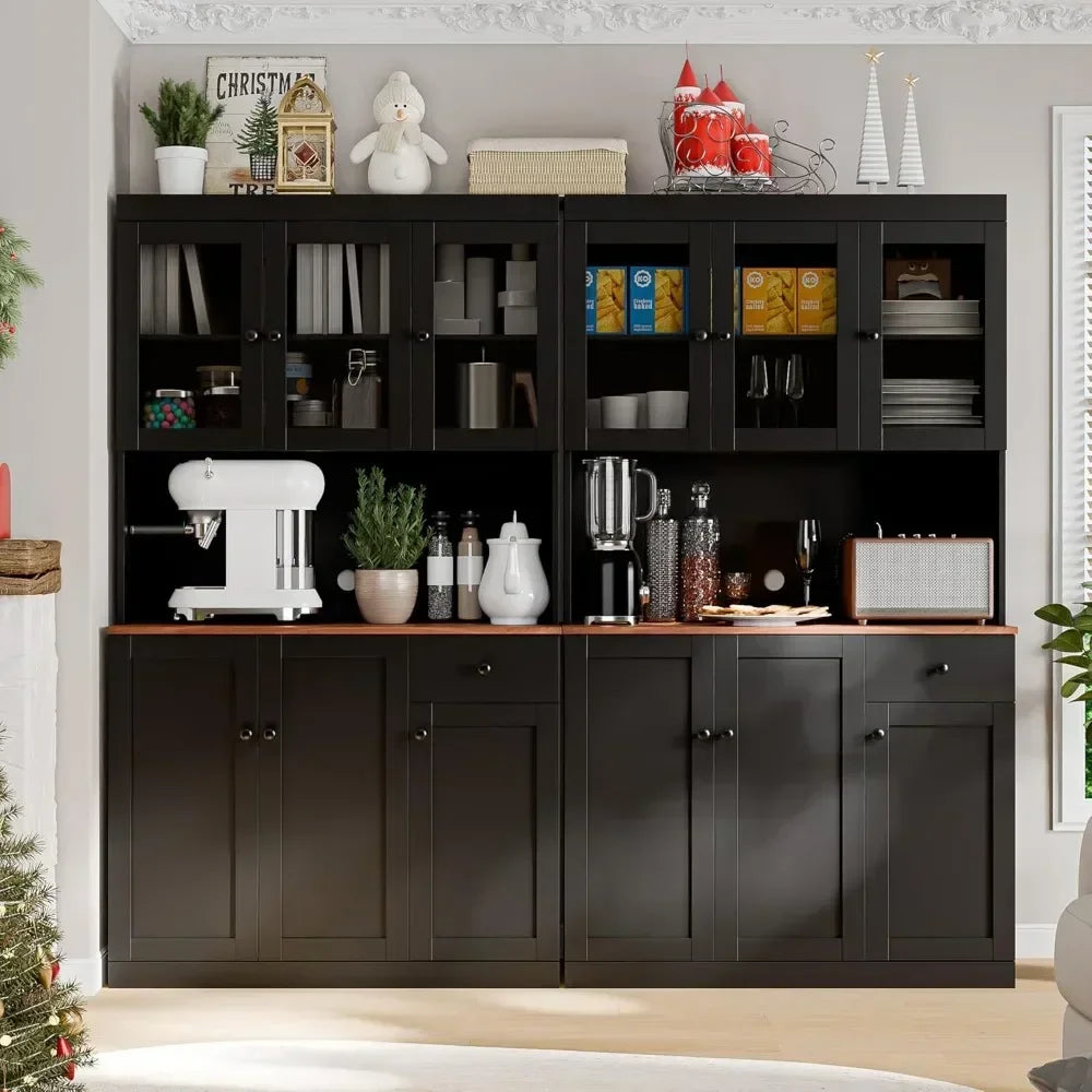Tall Kitchen Pantry Cabinet with Microwave Shelf
