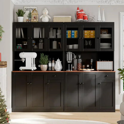 Tall Kitchen Pantry Cabinet with Microwave Shelf