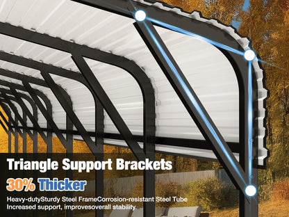 10x15~20x40FT Multi-Size Metal Carport with sturdy base
