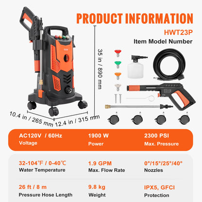 Electric Pressure Washer Power with Quick Connect Nozzles