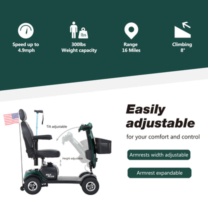4-Wheel Outdoor Compact 300W Mobility Scooter for Outdoor