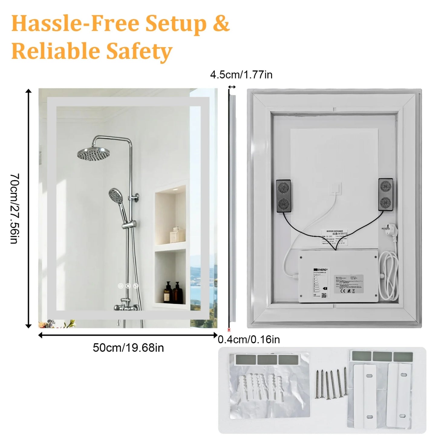 50/60/100/120cm LED Bathroom Mirror Built-in Bluetooth Speaker