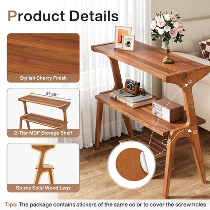 2-layer ultra-thin sofa side table with storage rack