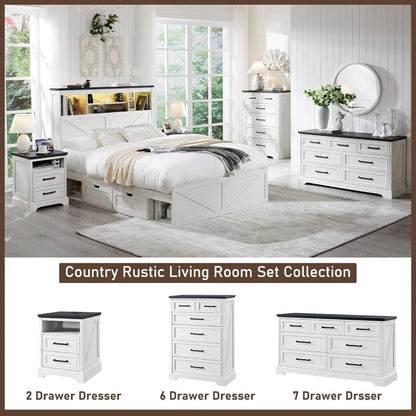 7 Drawer Drawers for Bedroom with Large Metal Handles