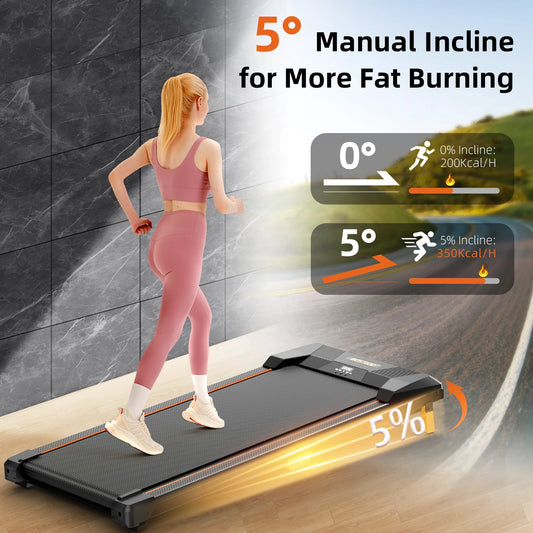 2.5HP Portable Treadmill Incline Walking Pad Treadmill 330lbs Capacity