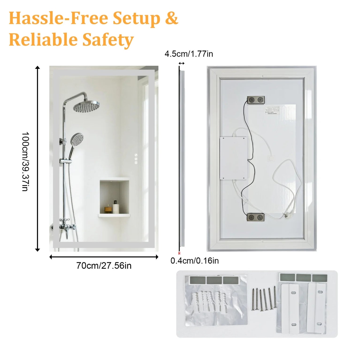 50/60/100/120cm LED Bathroom Mirror Built-in Bluetooth Speaker