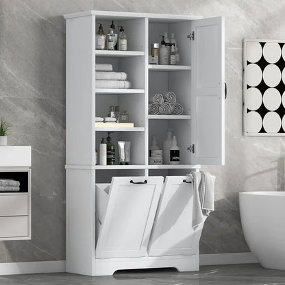Bathroom Storage Cabinet with 2 Tilt Out Laundry Hamper