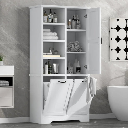 Bathroom Storage Cabinet with 2 Tilt Out Laundry Hamper