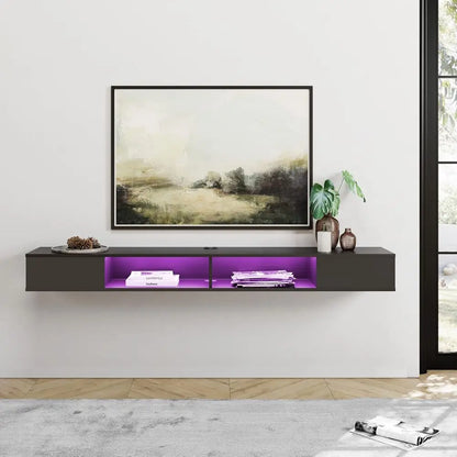 80 Inch Wall-Mounted TV Stand with LED Light