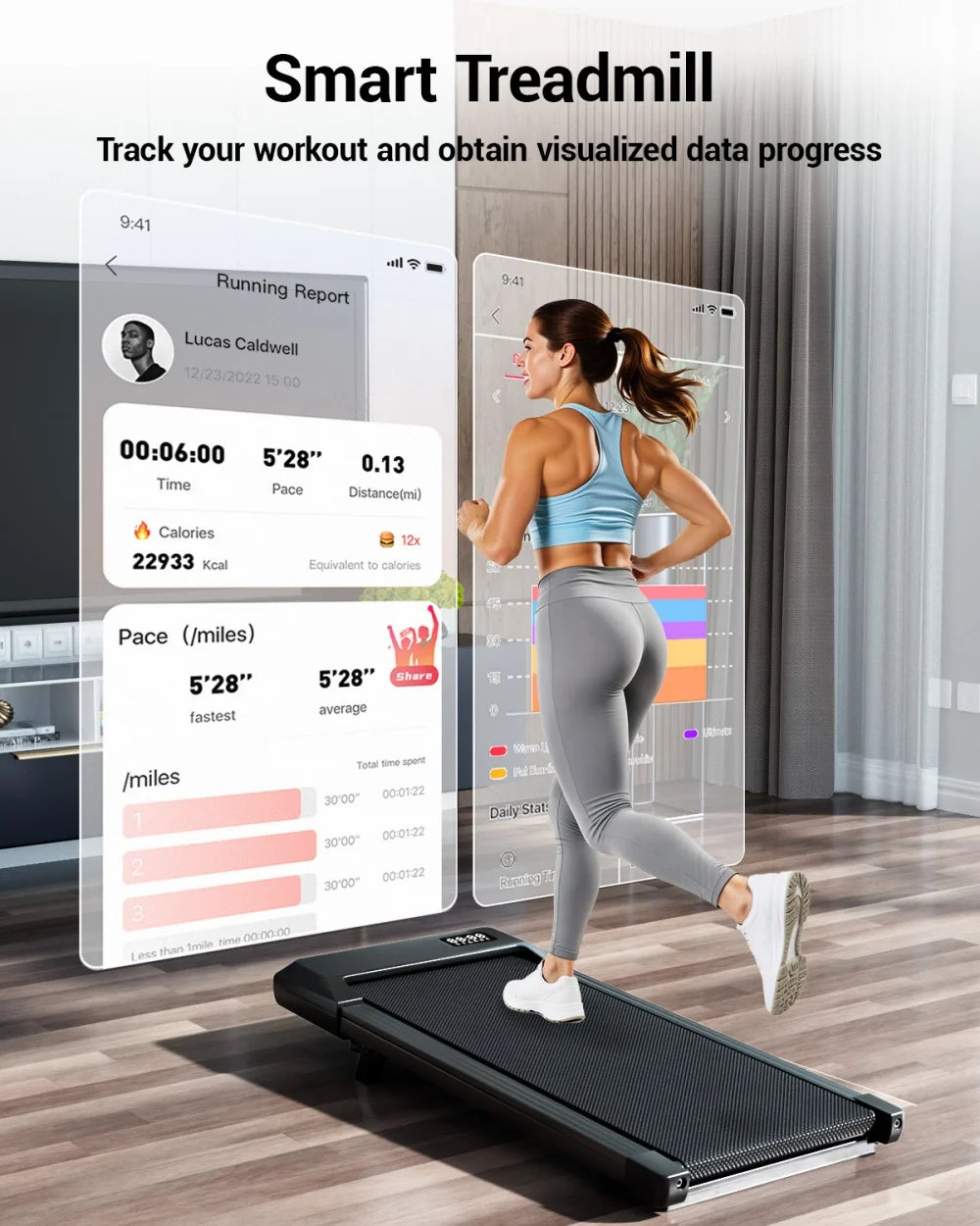 Foldable 6% Slope Under Desk Treadmills