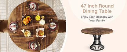 46-Inch Wood Kitchen Table with Sturdy Metal Base
