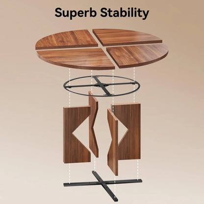 47 Inches Farmhouse Dinner Table with Wooden Pedestal Base