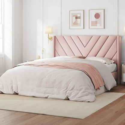 Bed Frame Upholstered Platform Bed with Tufted Headboard