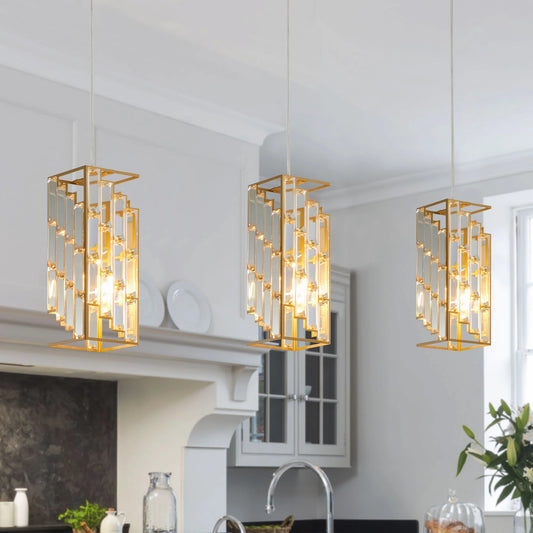 3 Pack, Adjustable Hanging Ceiling Lamp with Crystal Prism Design