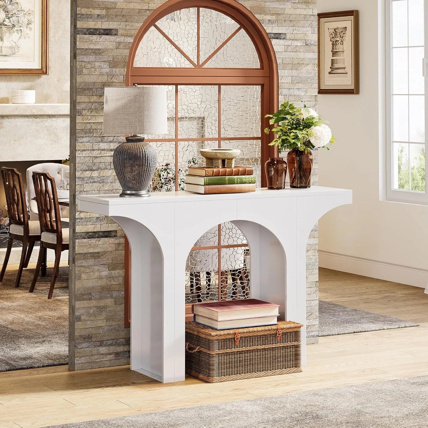 47-Inch Modern Black Console Table for Entryway