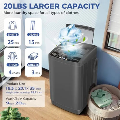 20Lbs Capacity Full-Automatic Washer and Dryer Combo