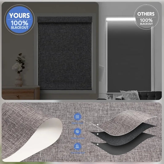 Blackout Smart Roller Blinds Solar Panel Include Electric Cordle