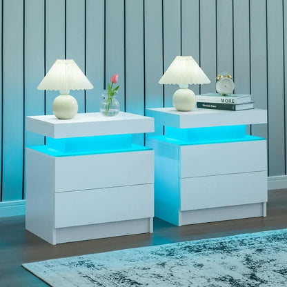 Bedside Tables with Touch Light, with 2 Drawers