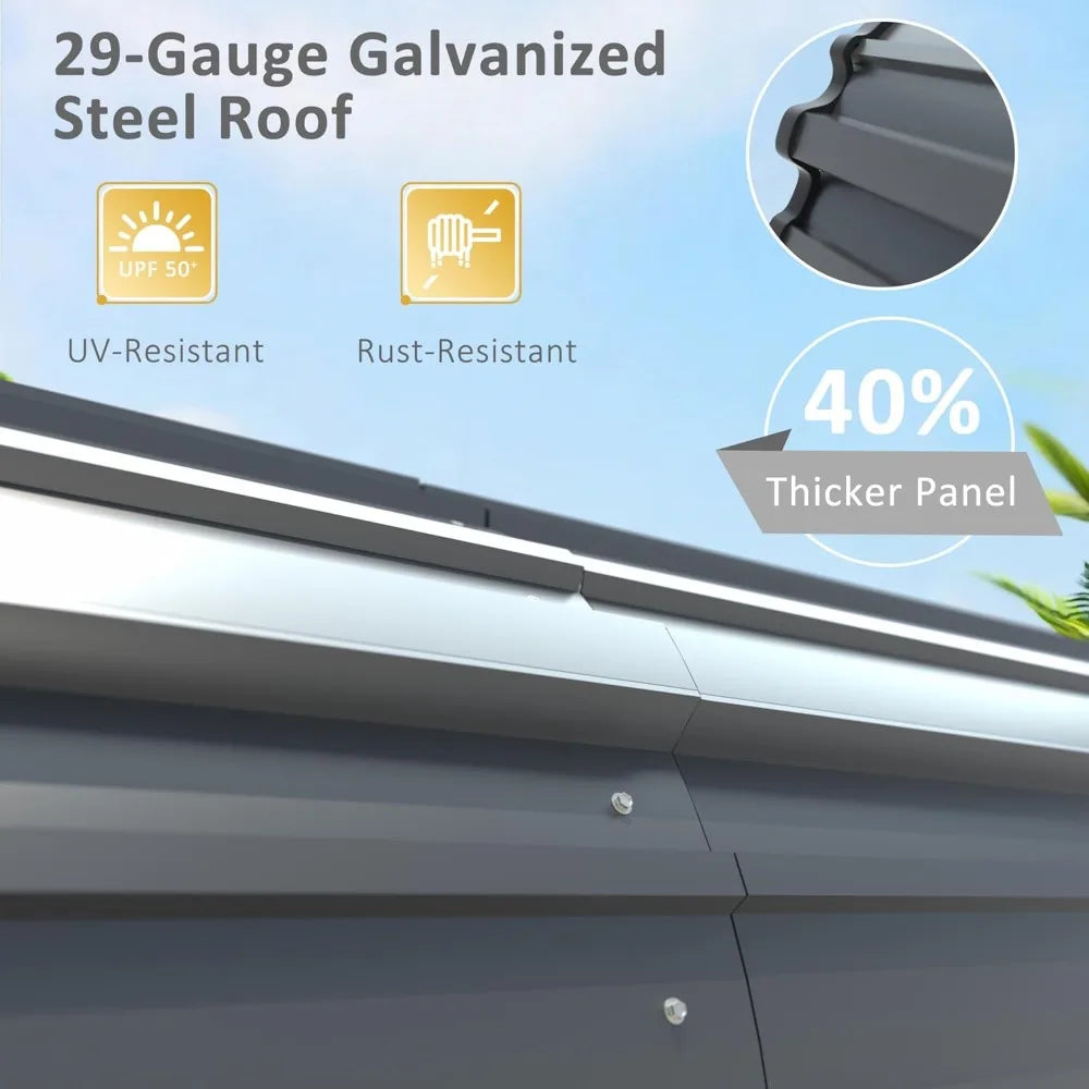 10' x 15' Heavy Duty Metal Carport Kit with Metal Roof