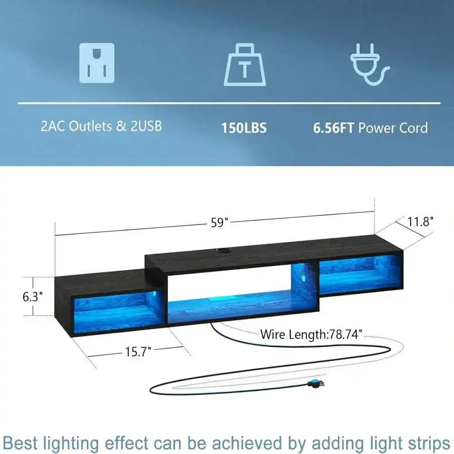 59" Floating TV Stand with LED Lights