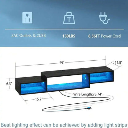 59" Floating TV Stand with LED Lights