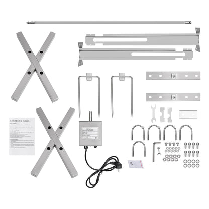 53" Electric BBQ Rotisserie Grill Kit, for Roasting Pig Lamb