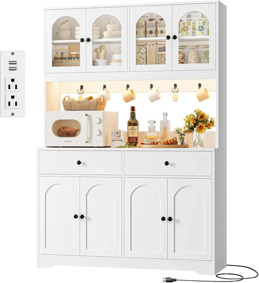 71" LED Kitchen Pantry Cabinet with Power Outlet