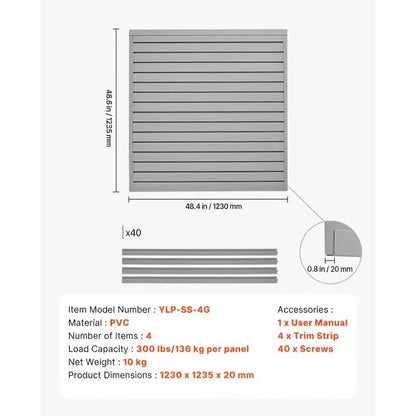 Tool wall 1230x1235x20mm grey wall organizer
