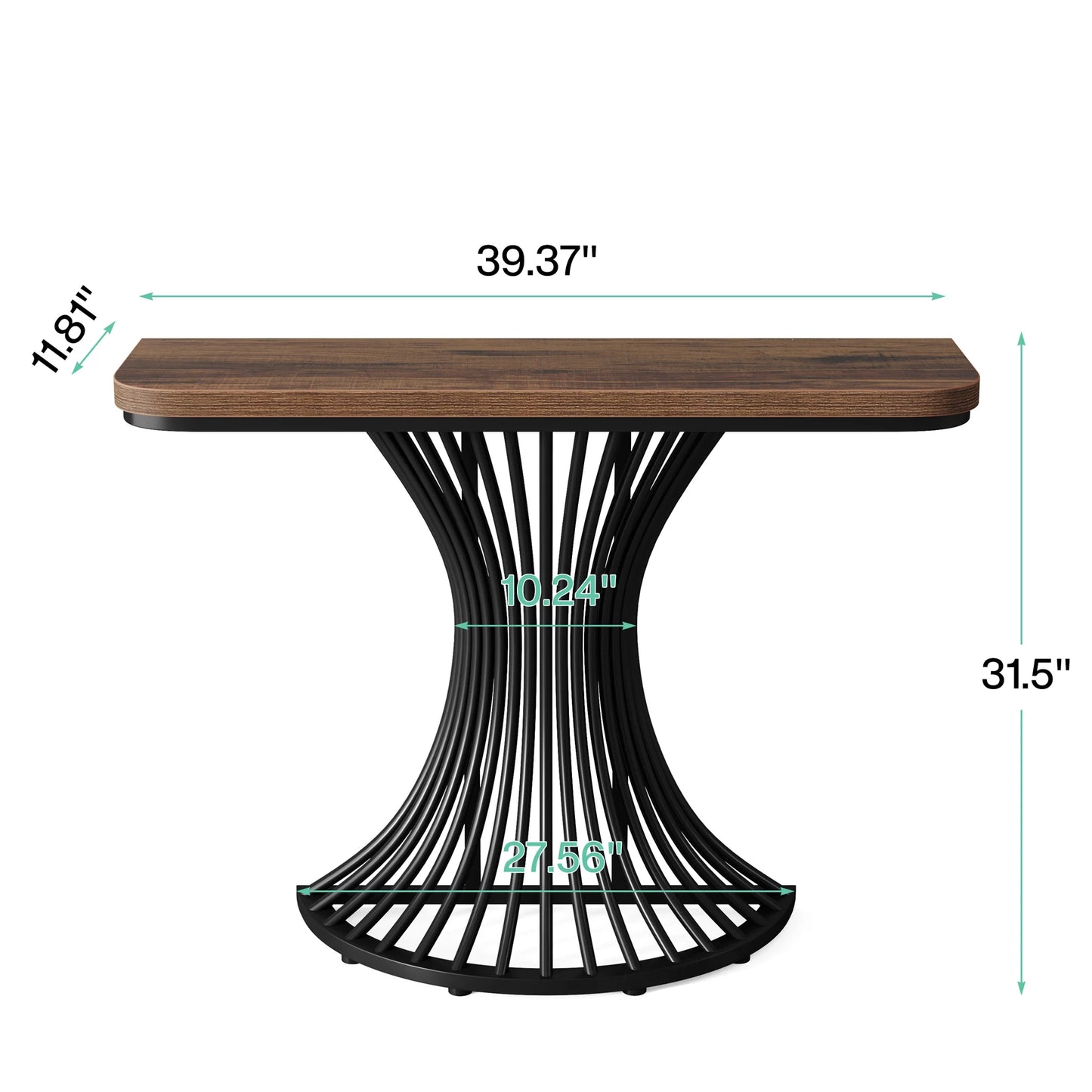 39-Inch Small Console Table with Metal Base