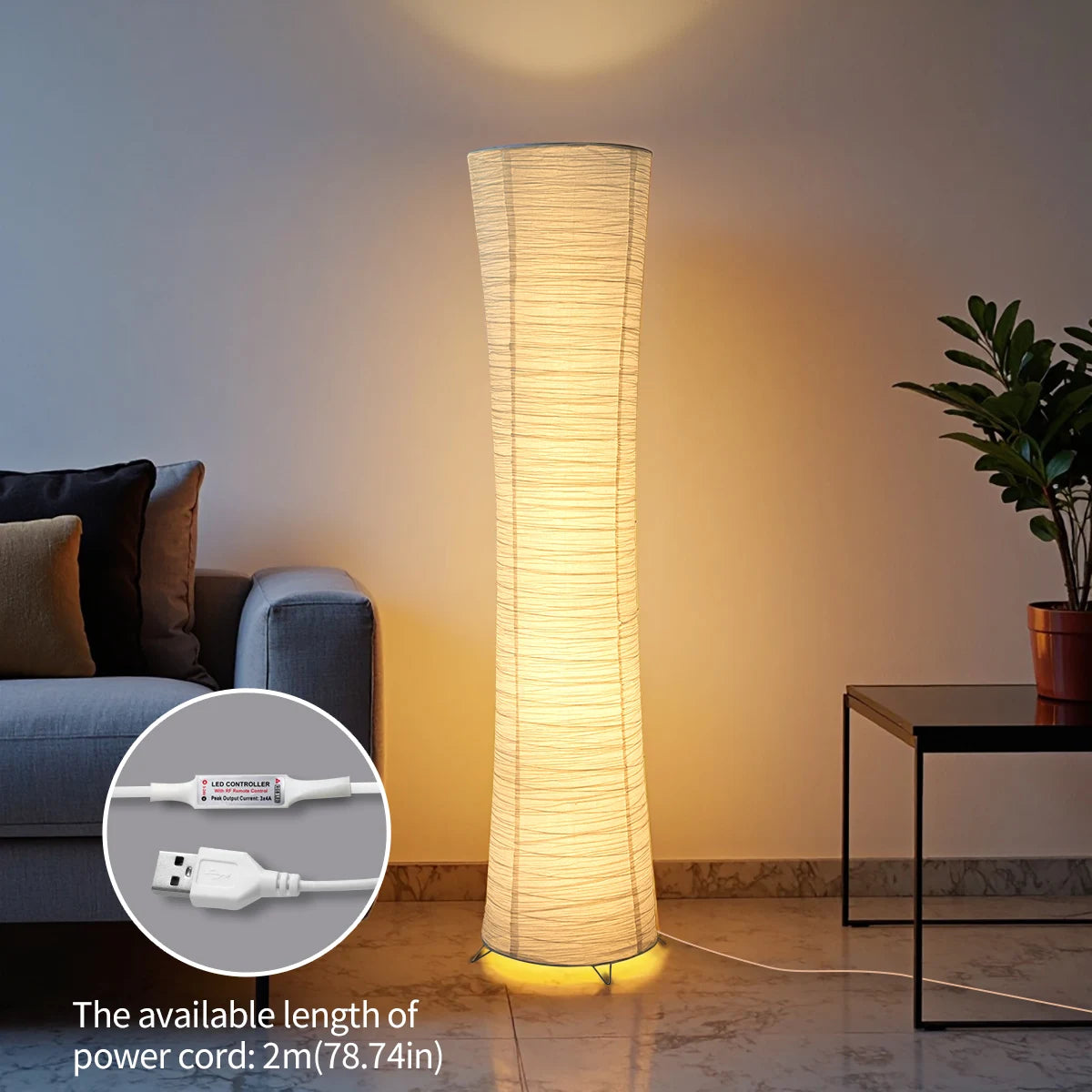 paper and chrome-plated standing floor lamp