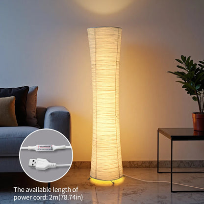 paper and chrome-plated standing floor lamp