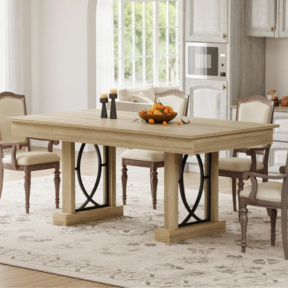 71 Inch Dining Table With 2 Storage Drawers