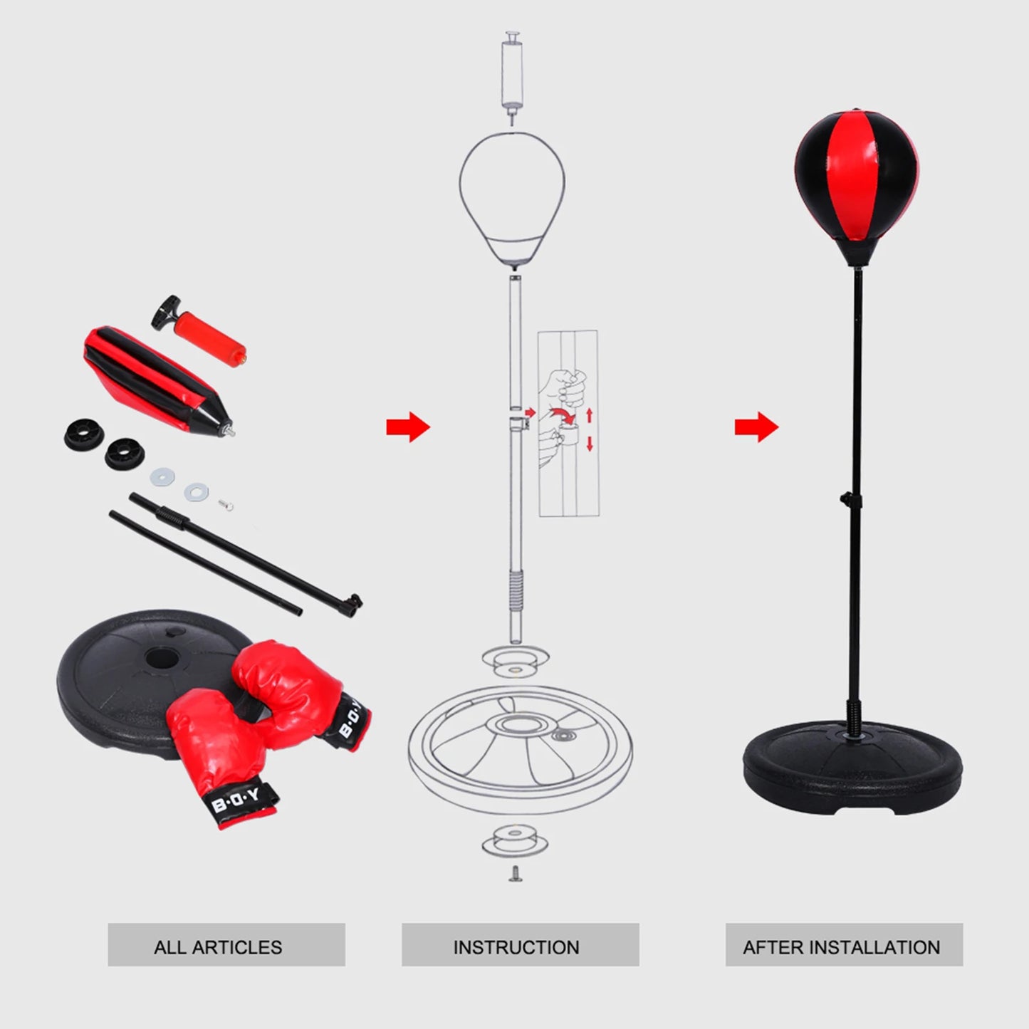 Children Adjustable Height Boxing Set