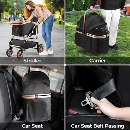 360° Rubber Wheels and Shock Absorption Dog Buggy