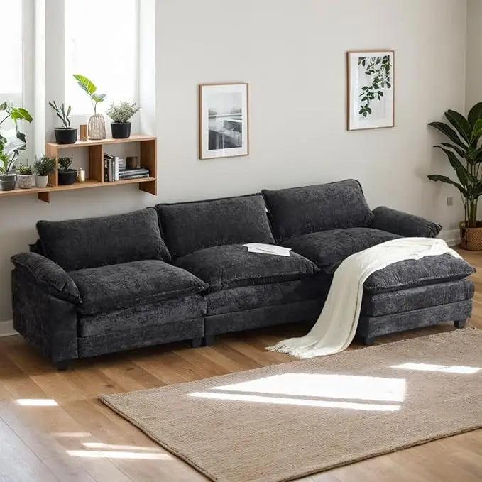 Beautiful Modern Sofa with Ottoman and Slipcover