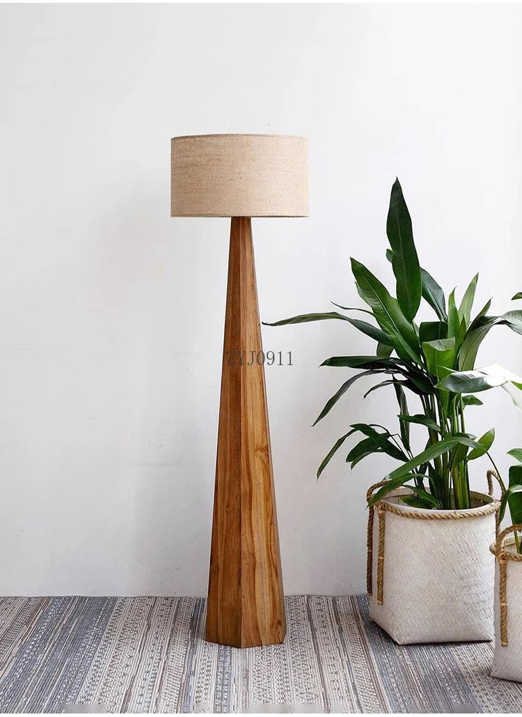 Solid wood floor lamp