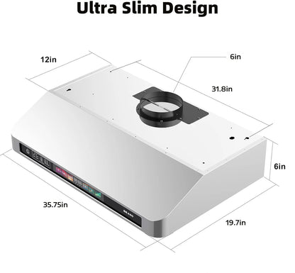 30/36 Inch Under Cabinet Range Hood with Voice/Gesture/Touch Control