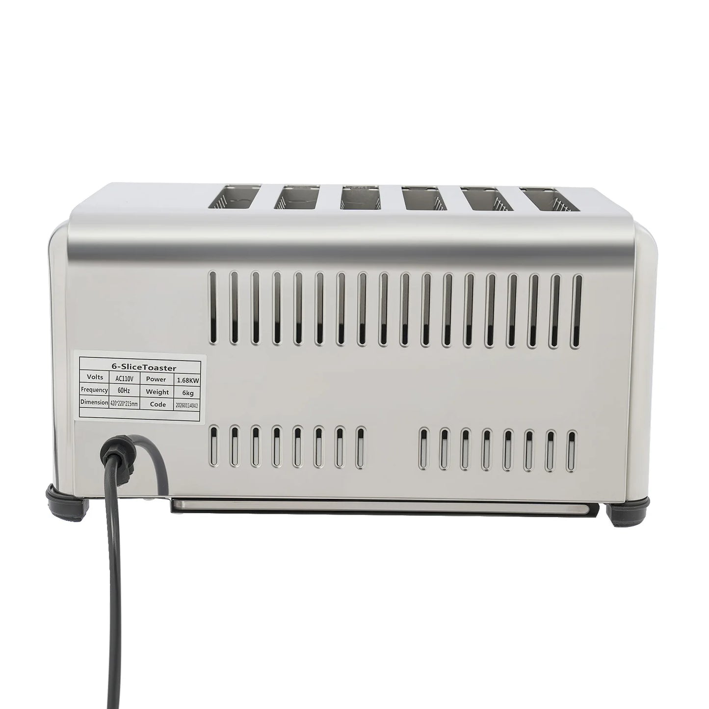6 Slice Wide Slot Stainless Steel Toaster